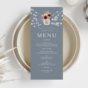 Rustic Dusty Blue Wedding Menu