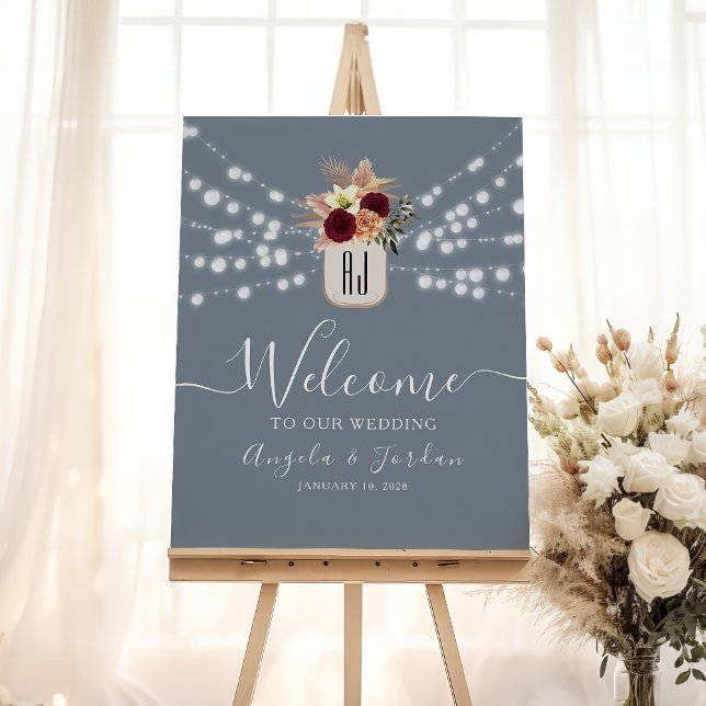 Rustic Dusty Blue Wedding Welcome Sign (Creator Uploaded)