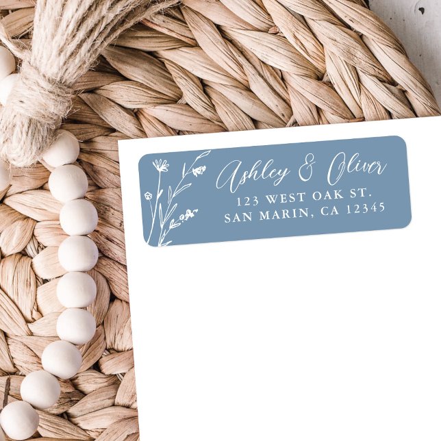 Rustic Dusty Blue Wildflower Return Address (Creator Uploaded)