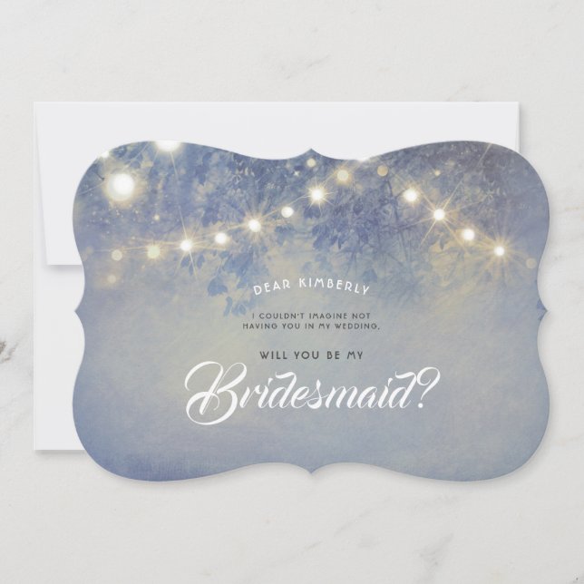 Rustic Dusty Blue Will You Be My Bridesmaid Invitation (Front)