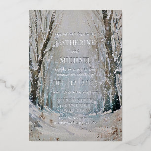 Rustic Dusty Blue Winter Forest Watercolor Wedding