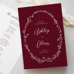 Rustic Dusty Burgundy Wildflower Wreath Wedding Programme<br><div class="desc">This lovely wedding ceremony program features a lovely burgundy and white colour palette with hand-drawn wildflowers and elegant typography. Together these elements create an rustic yet elegant wedding program that would be perfect for a romantic wedding any time of the year. This design coordinates with our Rustic Wildflowers wedding suite....</div>
