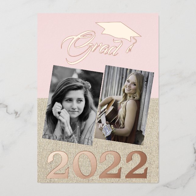 Rustic Dusty Pink Graduate 2 Photo Graduation (Front)