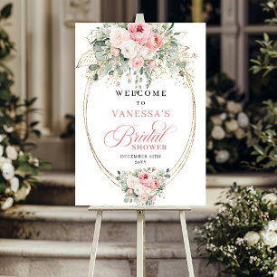 Rustic Dusty Pink Greenery Bridal Shower Welcome Poster