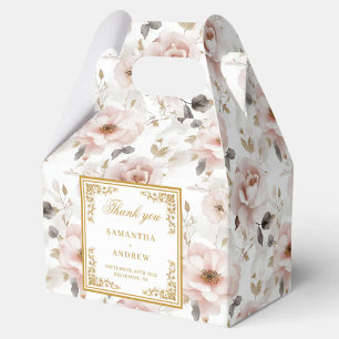 Rustic dusty pink ivory floral wedding favour boxe box