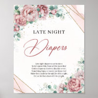 Rustic dusty pink roses gold Late Night Diapers