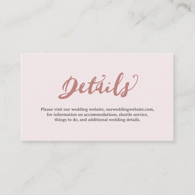 Rustic Dusty Pink Whimsical Floral Wedding Enclosure Card (Front)