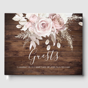Rustic Dusty Rose & Blush Floral Wedding  Guest Book