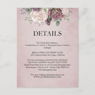 Rustic Dusty Rose Floral Bouquet Detail Card