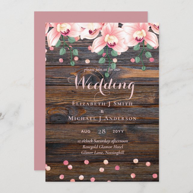 Rustic Dusty Rose Pink Floral Wedding (Front/Back)