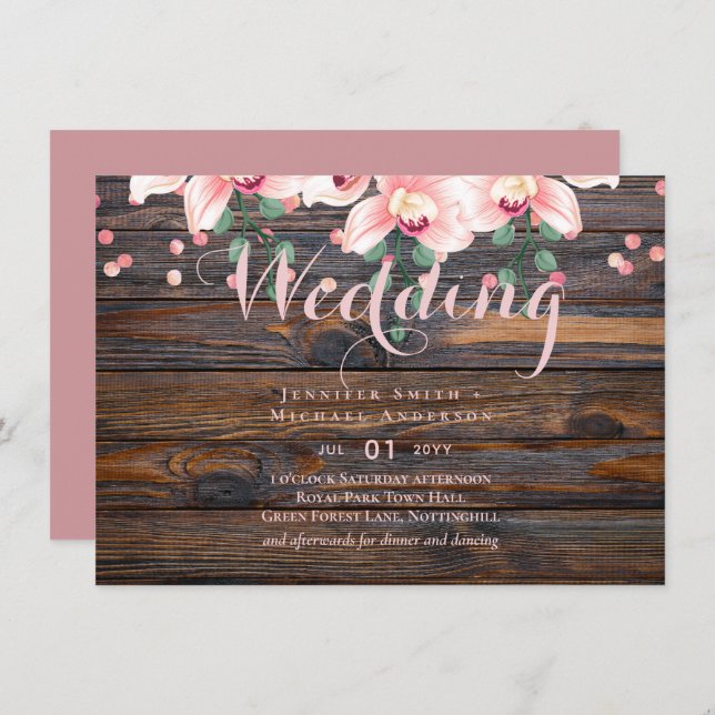 Rustic Dusty Rose Pink Floral Wedding (Front/Back)