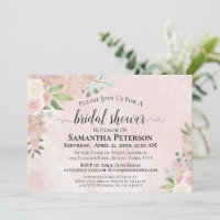 Rustic Dusty Rose Watercolor Floral Bridal Shower