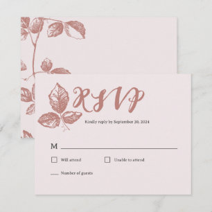 Rustic Dusty Rose Whimsical Floral RSVP Card