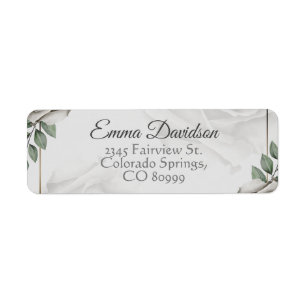 Rustic dusty white roses Return Address Labels