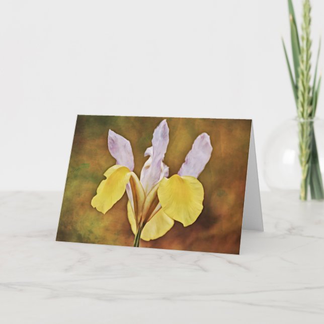 Rustic Dutch Iris Flower Art Note Card (Front)