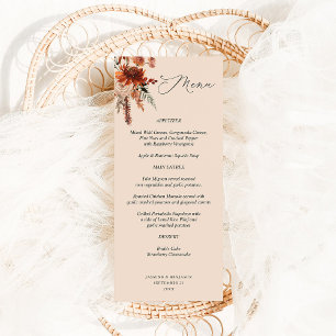 Rustic Earth & Champagne Florals - Beige Menu
