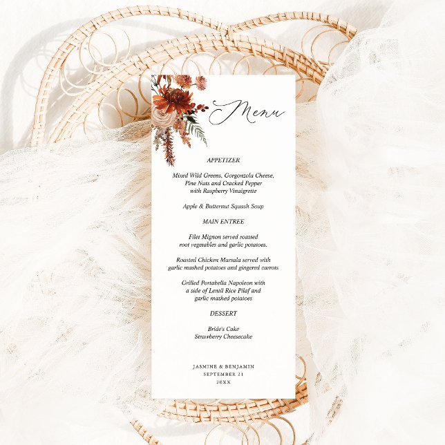 Rustic Earth & Champagne Florals Menu (Creator Uploaded)