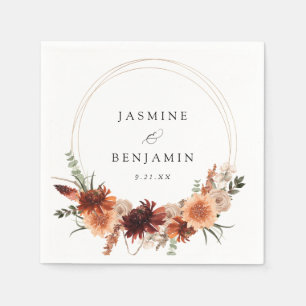 Rustic Earth & Champagne Florals Name Napkin