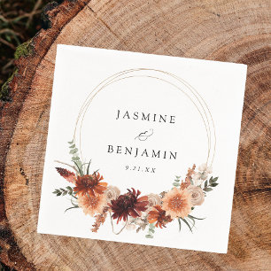 Rustic Earth & Champagne Florals Name Napkin