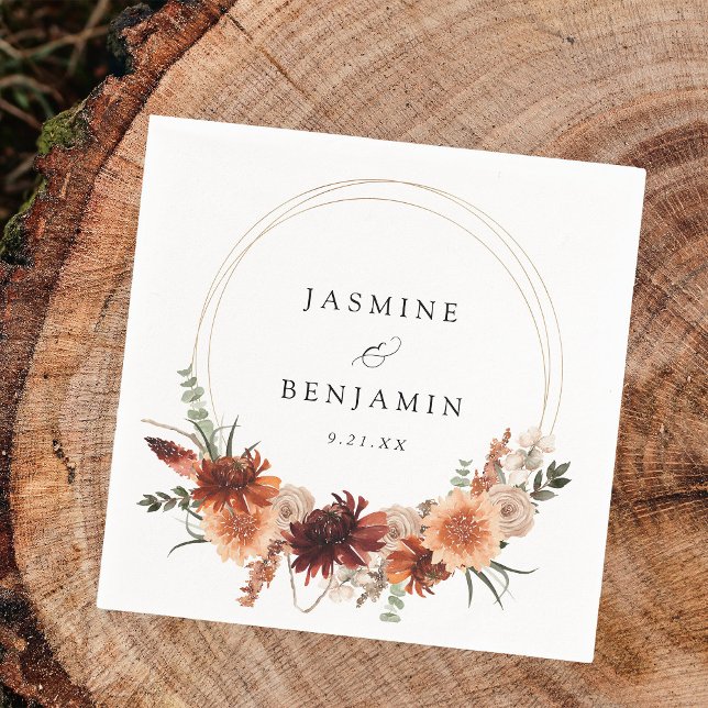 Rustic Earth & Champagne Florals Name Napkin (Creator Uploaded)