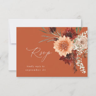 Rustic Earth & Champagne Florals w Meal RSVP -tco1 Card