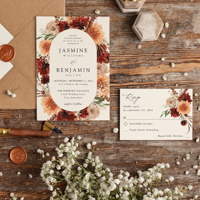 Rustic Earth & Champagne Florals Wedding Invitation (Creator Uploaded)