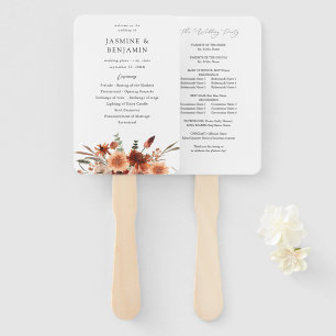 Rustic Earth & Champagne Florals Wedding Program Hand Fan