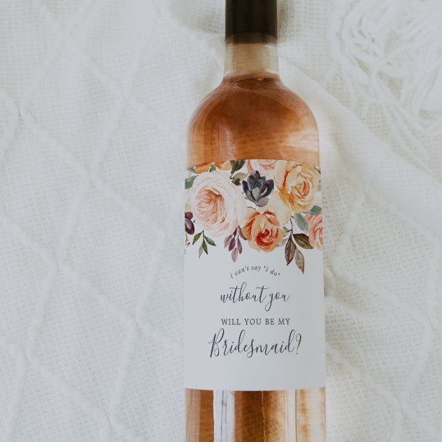 Rustic Earth Florals Bridesmaid Proposal Wine Label (Creator Uploaded)