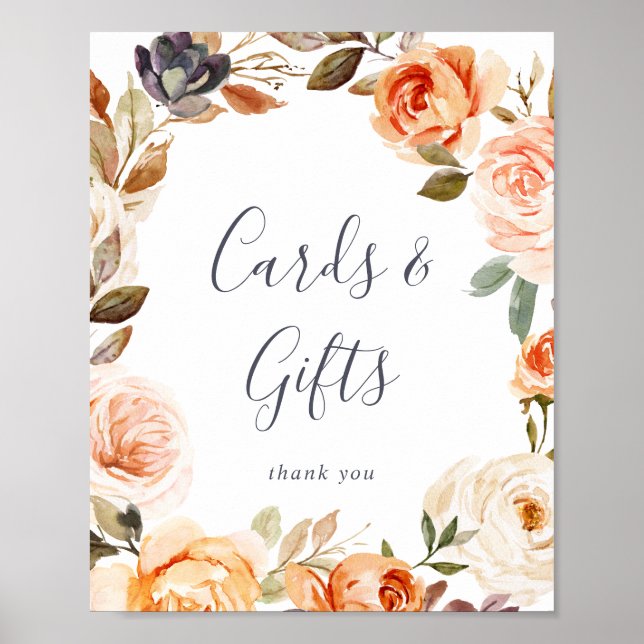 Rustic Earth Florals Cards and Gifts Sign (Front)