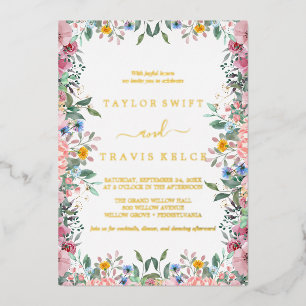 Rustic Earth Florals Gold Foil All-In-One Wedding 
