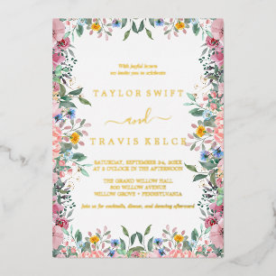 Rustic Earth Florals Gold Foil All-In-One Wedding 