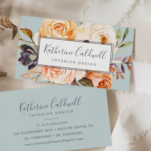 Rustic Earth Florals | Mint Business Card (Creator Uploaded)
