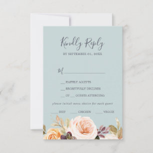 Rustic Earth Florals   Mint Menu Choice RSVP Card