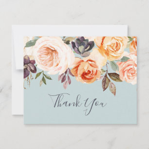 Rustic Earth Florals Mint Thank You Card