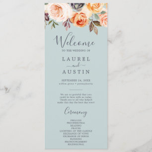 Rustic Earth Florals   Mint Wedding Program Programme