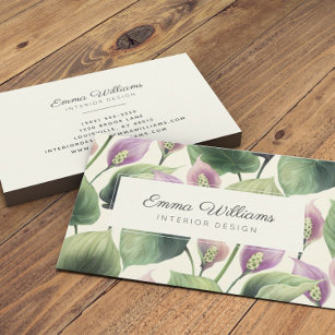 Rustic Earth Florals Purple and Green Business Card