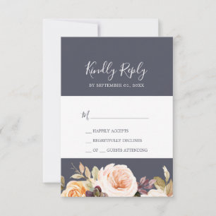 Rustic Earth Florals Purple Simple RSVP Card