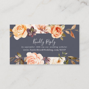 Rustic Earth Florals Purple Wedding Website RSVP Enclosure Card