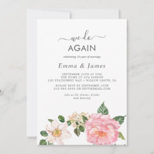 Rustic Earth Florals "We Do Again" Vow Renewal Invitation