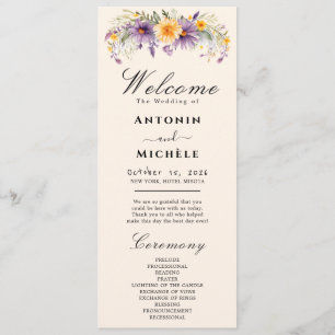 Rustic Earth Florals Wedding Program Programme