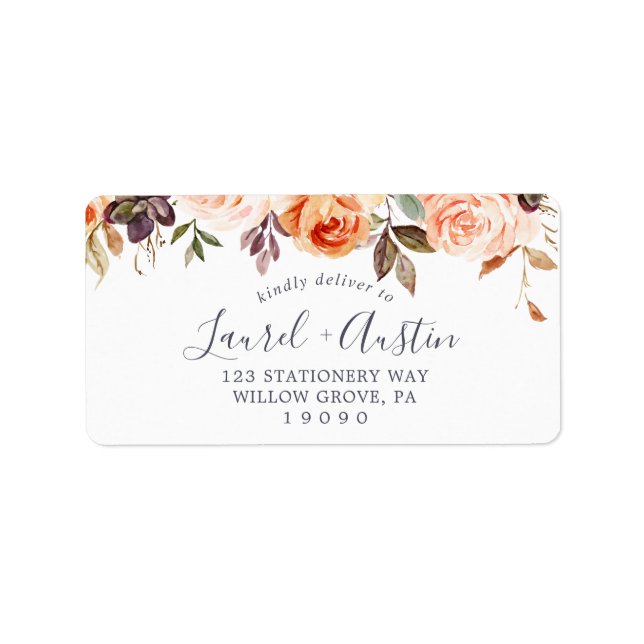Rustic Earth Florals Wedding RSVP Address Labels (Front)