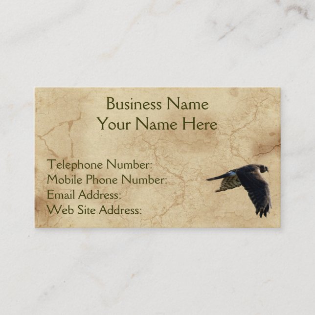 Rustic Earth Peregrine Falcon Business Cards (Front)