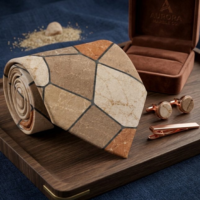 Rustic Earth Tone Sandstone Geometric Mosaic Tie (Creator Uploaded)