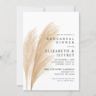 Rustic Earthy Boho Pampas Rehearsal Dinner Invitation
