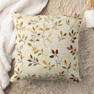 Rustic Earthy Botanical Leaves and Twigs Cushion
