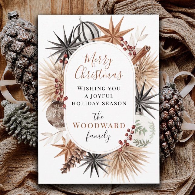 Rustic Earthy Dried Botanical Christmas Holiday Card (Creator Uploaded)