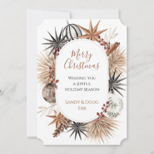 Rustic Earthy Dried Botanicals Merry Christmas  Holiday Card