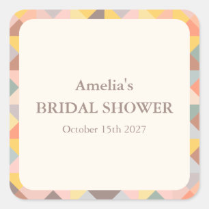 Rustic Earthy Fall Neutrals Custom Bridal Shower Square Sticker