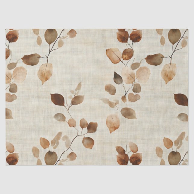 Rustic Earthy Leaves and Twigs Nature Pattern Tissue Paper (Front)