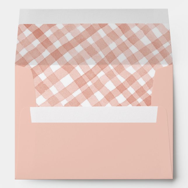 Rustic Earthy Plaid Gingham Party Envelope (Back (Bottom))
